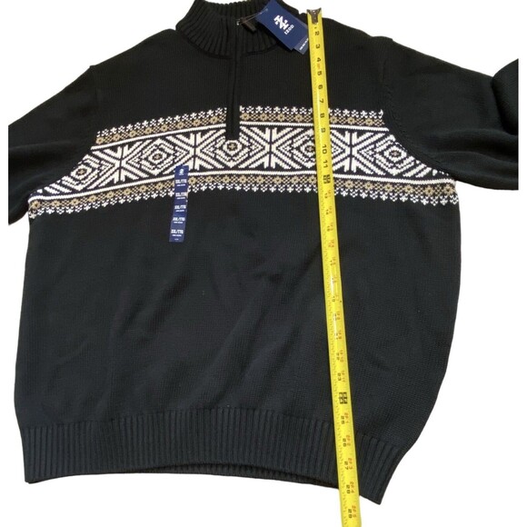 Izod 1/4 Zip Fair Isle Black Sweater Cotton Blend NWT Men’s Size 2XL NEW - Picture 13 of 13